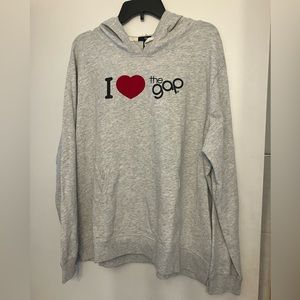 Gap NWT I LOVE/heart  THE GAP light grey hooded sweatshirt XXL women’s
